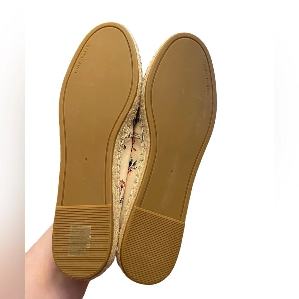 TORY BURCH Floral Leather Cap Toe Espadrilles